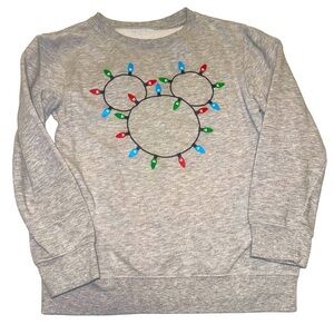 Disney Mickey Mouse Grey Christmas Lights Long Sleeve Sweatshirt Youth Medium